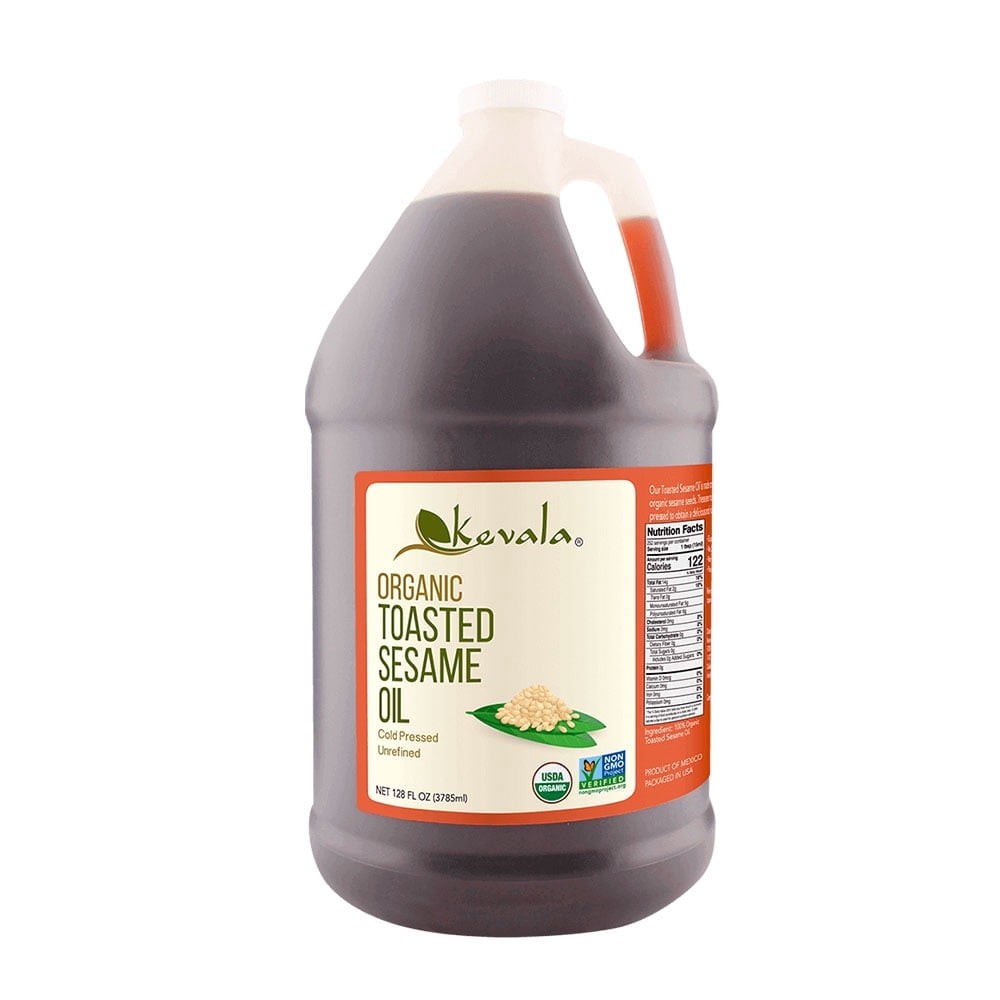 Kevala Organic Toasted Sesame Oil, 128 fl oz, Unrefined, Cold-Pressed Oil