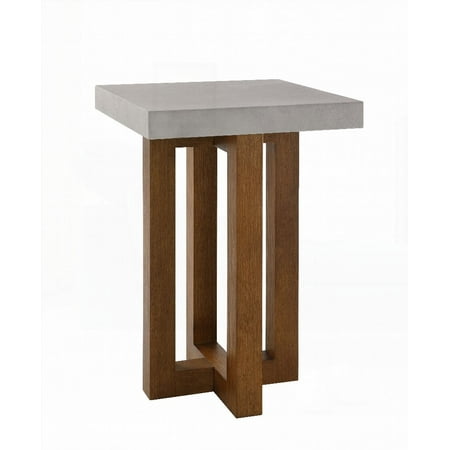 Keven End Table with a Faux Concrete Top and Walnut Finish for Your Space