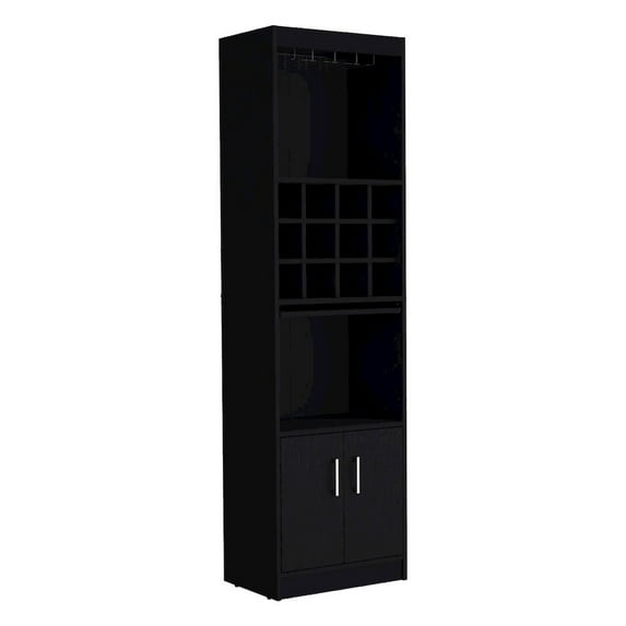 Tuhome Kevil Bar Cabinet Black MDF