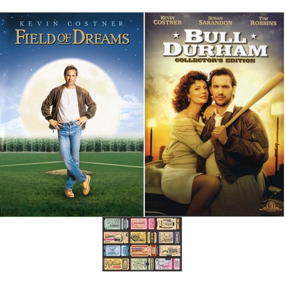 Kevin Costner Baseball Double Feature Field Of Dreams & Bull Durham 2 DVD Set Includes Glossy Print Baseball Art Card