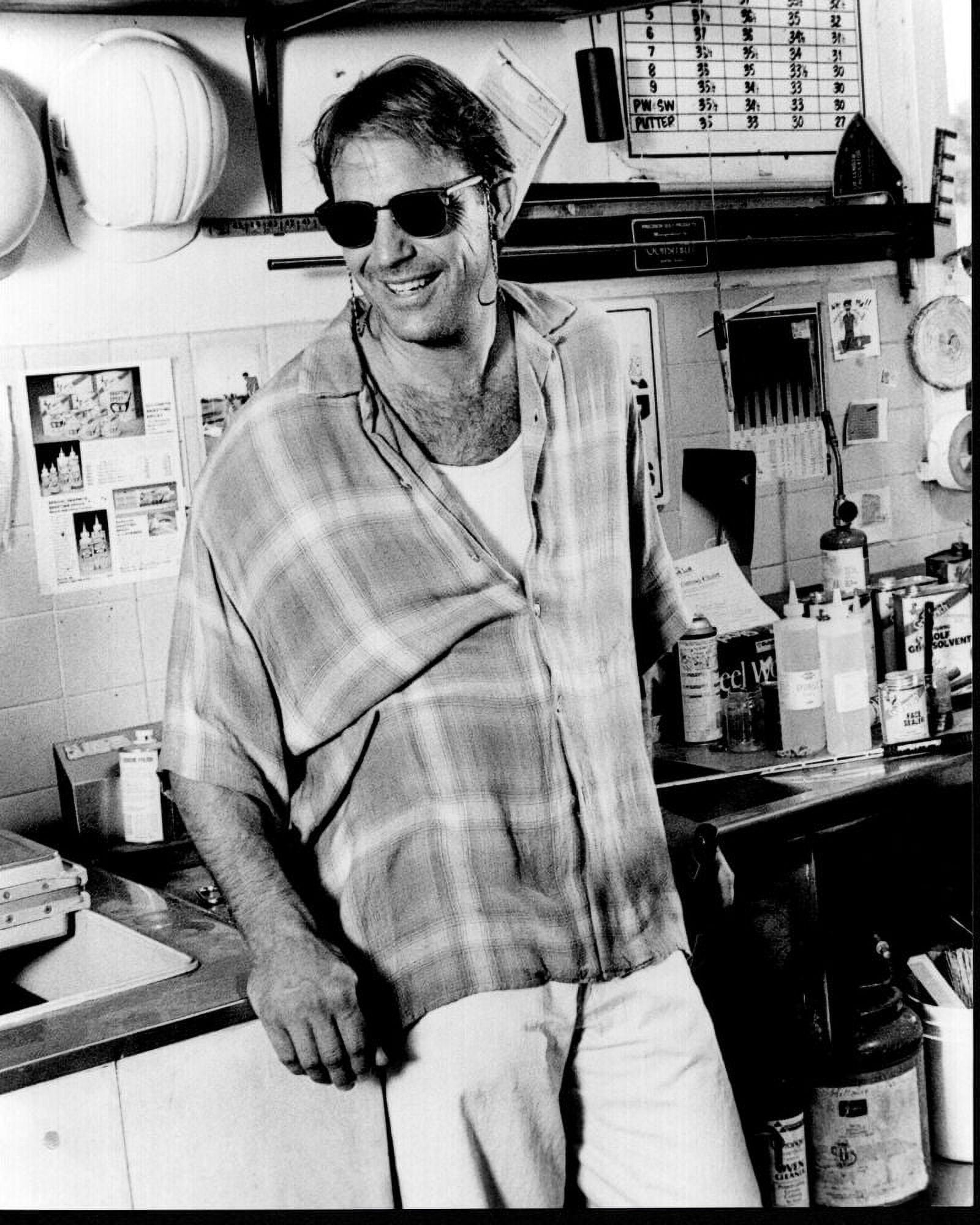 Kevin Costner Wearing Loose Plaid Shirt And Sunglasses In Tin Cup Black