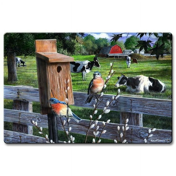 Kevin Daniel Art KDA072 16 x 24 in. Bluebirds Satin Metal Sign