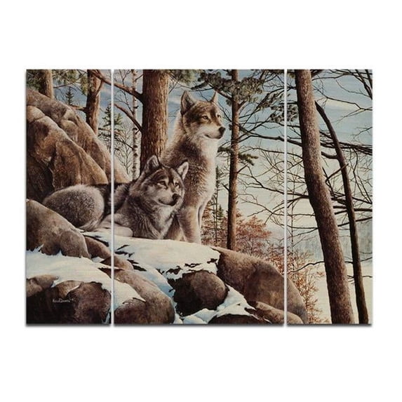 Kevin Daniel LS1700WTR3040-KD 40 x 30 in. Pine Ridge with Individual Panels of Wood Triptych