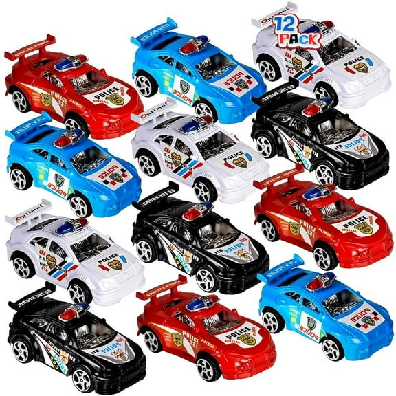ArtCreativity Mini Pullback Police Cars, Set of 12, Ages 3+, Assorted Colors, Birthday Party Favors, Goodie Bag Fillers, Vehicles & Cars