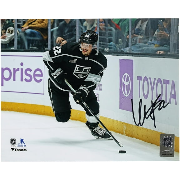 Kevin Fiala Los Angeles Kings Autographed 8" x 10" Black Jersey with Puck Photograph - Fanatics Authentic Certified