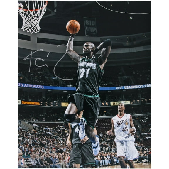 Kevin Garnett Minnesota Timberwolves Autographed 16" x 20" Hand Behind Head Dunking Photograph - Fanatics Authentic Certified