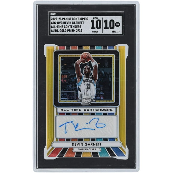 Kevin Garnett Minnesota Timberwolves Autographed 2022-23 Panini Contenders Optic All Time Gold Prizm #ATC-KVG #2/10 SGC Authenticated 10/10 Card - Fanatics Authentic Certified