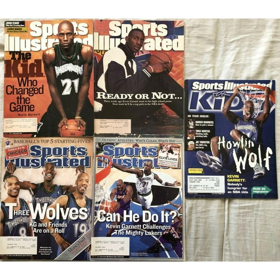 Kevin Garnett Minnesota Timberwolves lot of 5 Sports Illustrated or SI for Kids magazines 1999 2003 2004