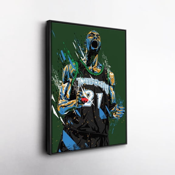 Kevin Garnett Pop Art Poster Legendary Basketball Action Bold Green Tone Sports Wall Decor Minnesota Timberwolves NBA Style Size 24x36 Unframed Poster