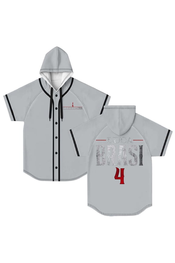 Kevin Gates Luca Brasi 4 Logo Hooded Baseball Jersey Short Sleeve Shirt Women Men Crewneck Tee