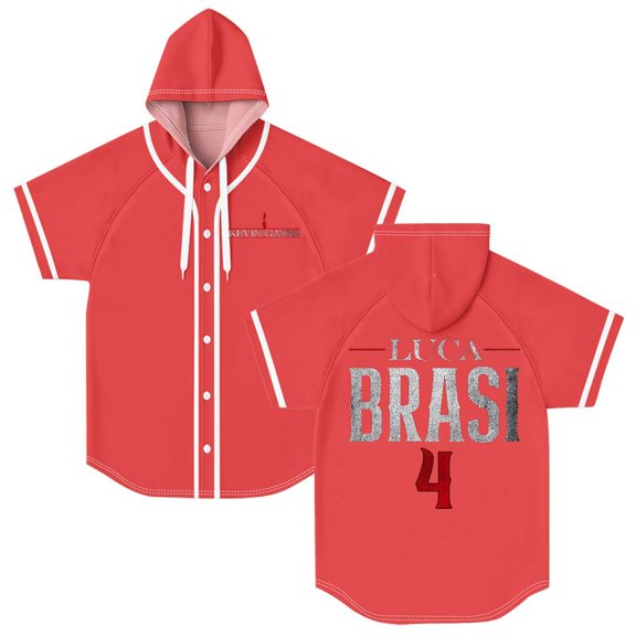 Kevin Gates Luca Brasi 4 Logo Hooded Baseball Jersey Short Sleeve Shirt Women Men Crewneck Tee