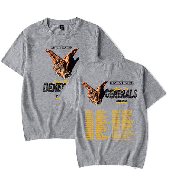 Kevin Gates Only The Generals Tour 2023 Concert Shirt Merch Popular Print Round Unisex Trendy Casual Short Sleeve Top