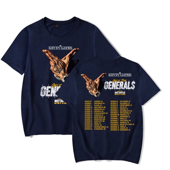 Kevin Gates Only The Generals Tour 2023 Concert Shirt Merch Popular Print Round Unisex Trendy Casual Short Sleeve Top