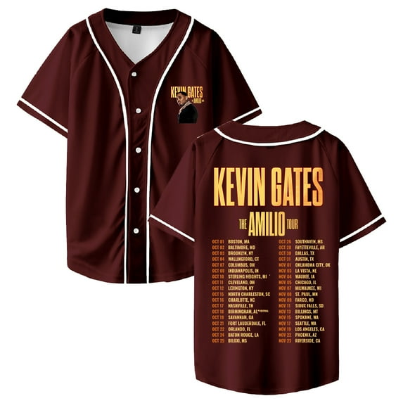 Kevin Gates The Amilio Tour 2025 Baseball Jersey Short Sleeve Button-up Shirts Women Men Streetwear Tops