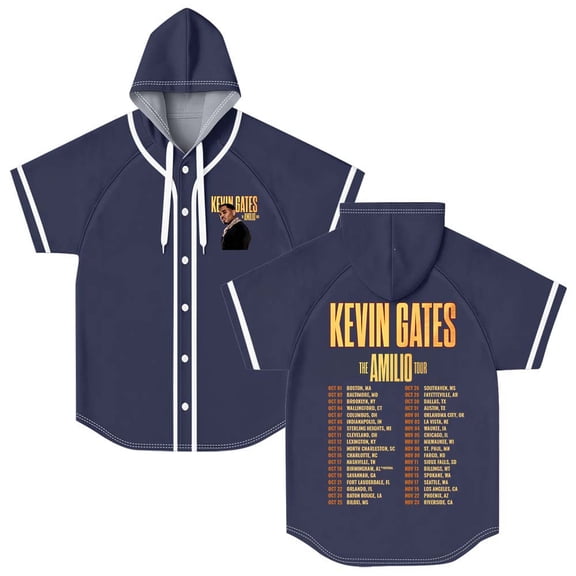 Kevin Gates The Amilio Tour 2025 Merch Hooded Baseball Jersey Short Sleeve Shirt Women Men Crewneck Tee