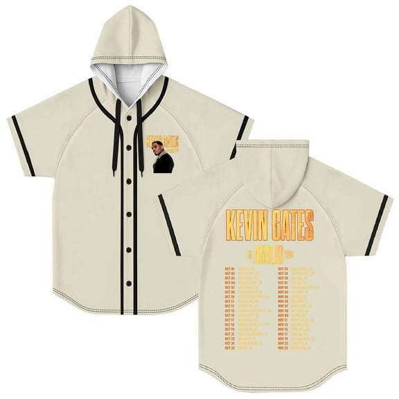 Kevin Gates The Amilio Tour 2025 Merch Hooded Baseball Jersey Short Sleeve Shirt Women Men Crewneck Tee