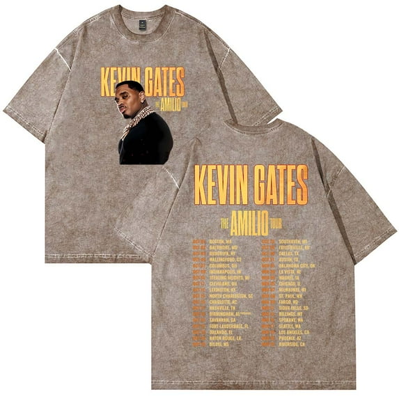 Kevin Gates The Amilio Tour 2025 Merch T-Shirt Cotton Wash Tee Women Men Short Sleeve Casual Crewneck Tee