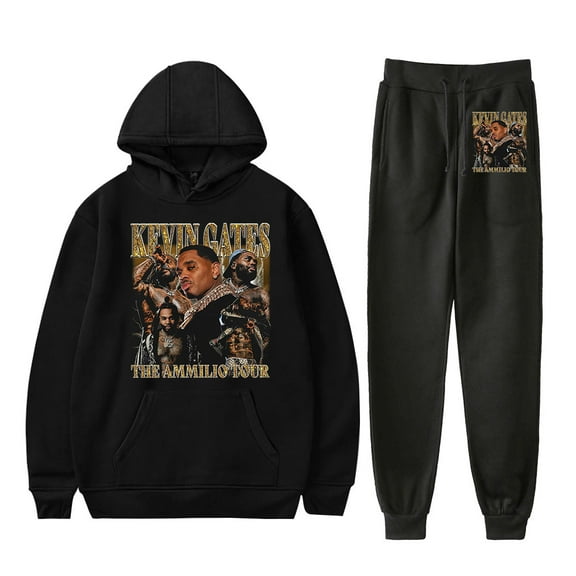 Kevin Gates The Amilio Tour Merch Hoodie and SWEATPANTS set pop print Unisex Casual Street Clothing
