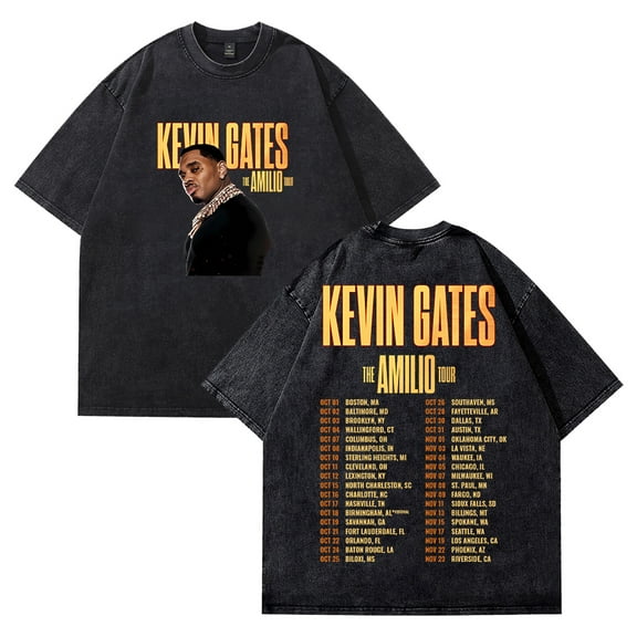 Kevin Gates The Amilio Tour Washed T-shirt Crewneck Short Sleeve Cotton Tee Women Men Streetwear Tops