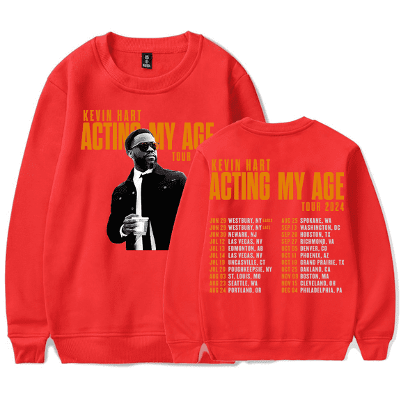 Kevin Hart Merch Long Sleeve Crewneck Sweatshirt Acting My Age Tour 2024 Comedy Hoodies Women Men SweatshirtS Streetwear