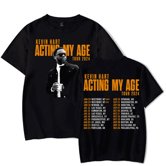 Kevin Hart Merch T-Shirt Acting My Age Tour 2024 T Shirt Short Sleeve Women Men Kids Top Tees