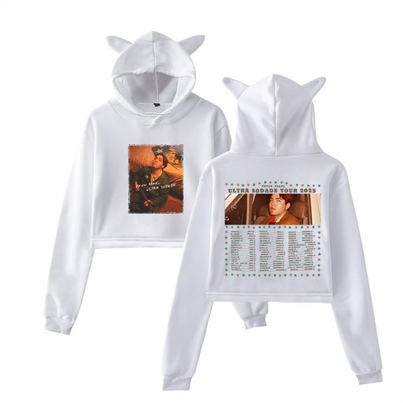 Kevin Kaarl Ultra Sodade Tour 2025 Short Hoodies Casual Women Cat Ear Sweatshirts