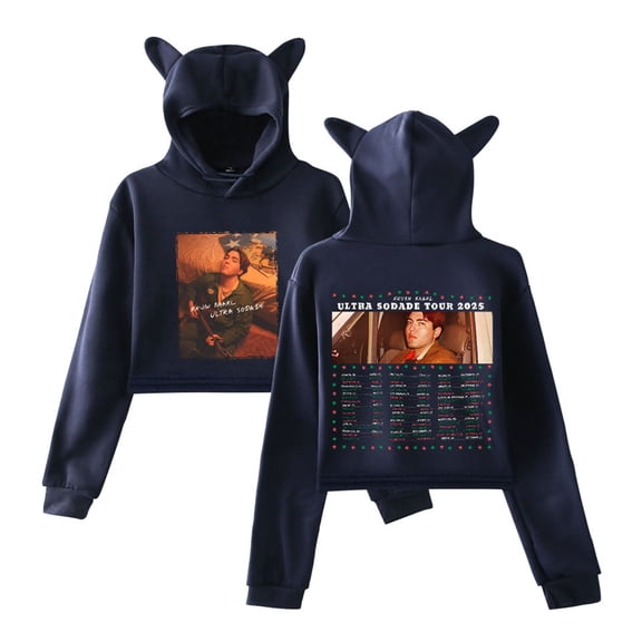 Kevin Kaarl Ultra Sodade Tour 2025 Short Hoodies Casual Women Cat Ear Sweatshirts