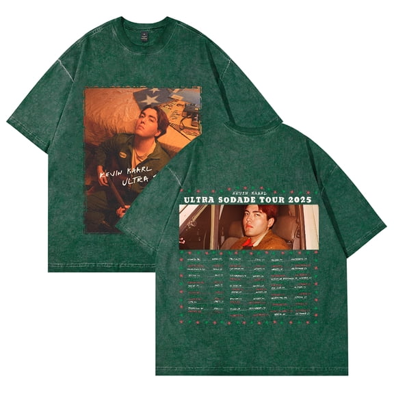 Kevin Kaarl Ultra Sodade Tour 2025 Washed Cotton Tshirt Hip Hop Short Sleeve Tees