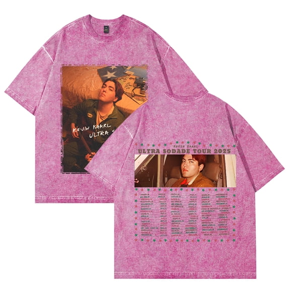 Kevin Kaarl Ultra Sodade Tour 2025 Washed Cotton Tshirt Hip Hop Short Sleeve Tees
