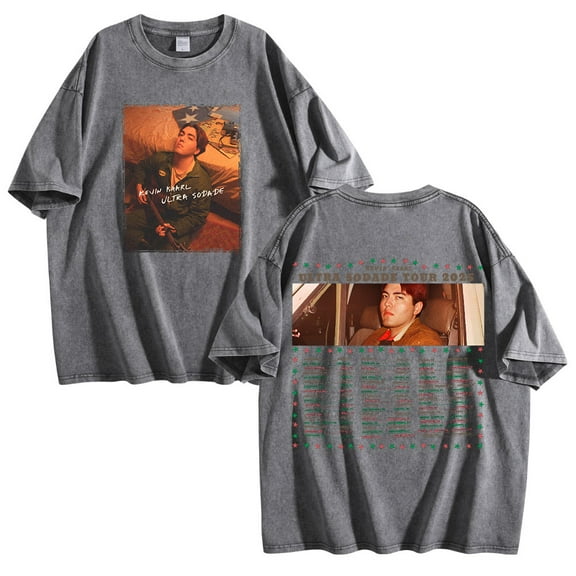 Kevin Kaarl Ultra Sodade Tour 2025 Washed Cotton Tshirt Hip Hop Short Sleeve Tees