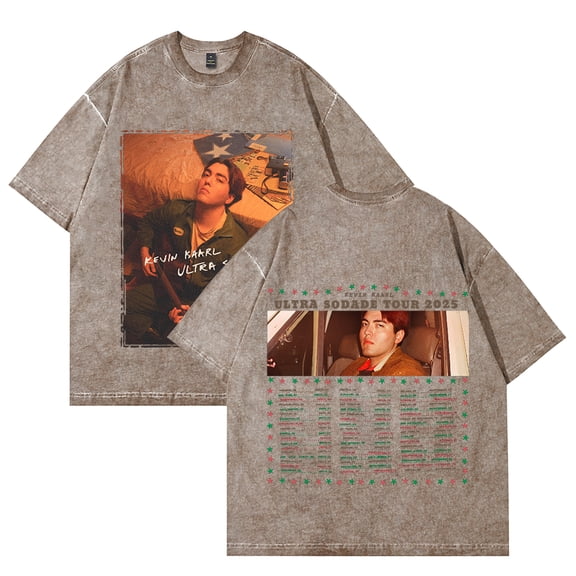 Kevin Kaarl Ultra Sodade Tour 2025 Washed Cotton Tshirt Hip Hop Short Sleeve Tees