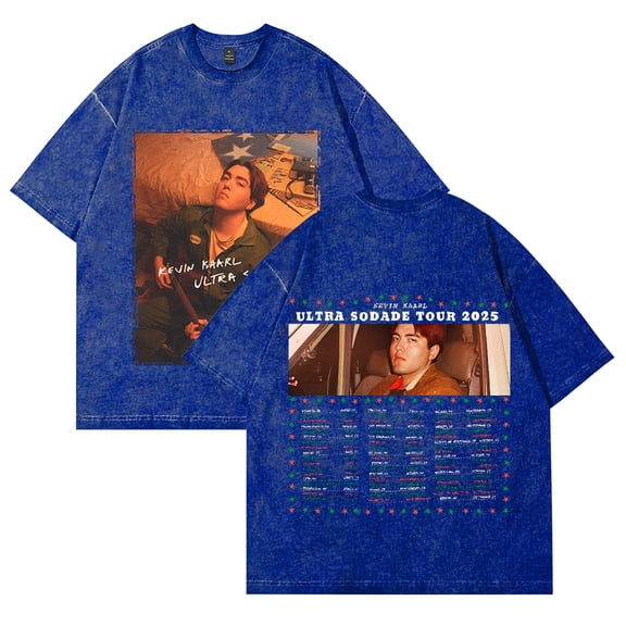 Kevin Kaarl Ultra Sodade Tour 2025 Washed Cotton Tshirt Hip Hop Short Sleeve Tees