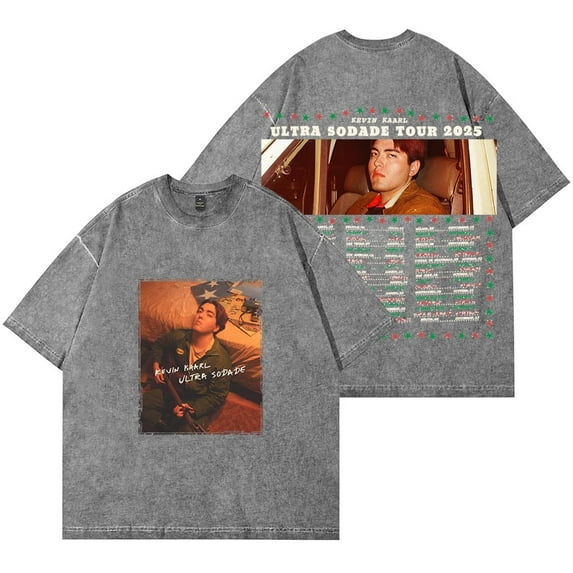 Kevin Kaarl Ultra Sodade Tour Vintage Wash T-shirt Cosplay Women's Men's Fashion Round Neck Cotton Short Sleeve T-shirt