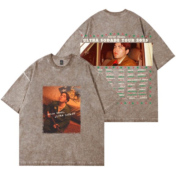 Kevin Kaarl Ultra Sodade Tour Vintage Wash T-shirt Cosplay Women's Men's Fashion Round Neck Cotton Short Sleeve T-shirt