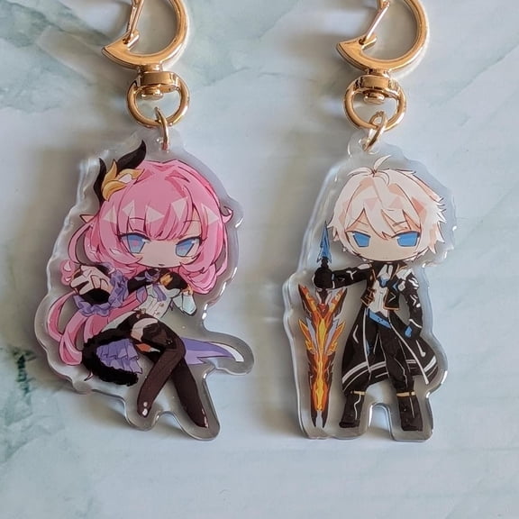 Kevin Kaslana and Elysia Acrylic Charms - Honkai Impact 3rd Keychain Collection | Keychain Accessory (1 keychain)