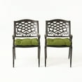 thumbnail image 1 of Kevin Outdoor Cast Aluminum Dining Chair with Cushion, Set of 2, Hammered Bronze, Olive, 1 of 6
