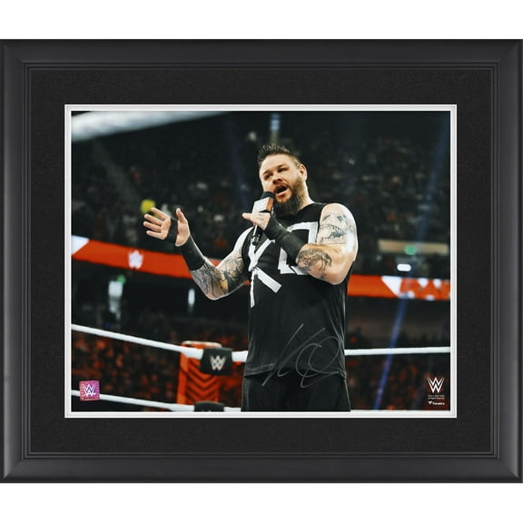 Kevin Owens WWE Framed Autographed 16" x 20" In Ring with Mic Photograph - Fanatics Authentic Certified