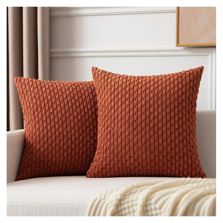 Kevin Textile 2 Packs Rust 26x26 Pillow Covers Euro Pillow Covers with Stripe Pattern Big Throw Pillow Covers for Couch Bedroom 66x66 cm Walmart
