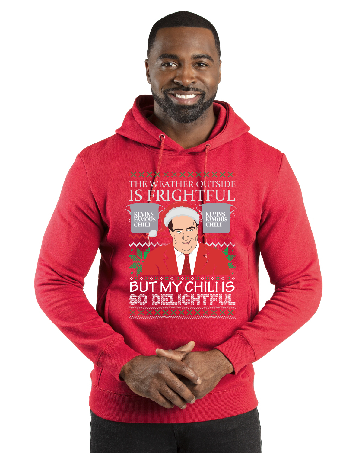 Kevin's Famous Chili is So Delightful Xmas Ugly Christmas Sweater Premium Graphic Hoodie Sweatshirt, Red, Large - image 1 of 3