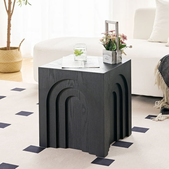 Kevinplus 15.74'' Square Side Table. Small Coffee Table for Living Room Bedroom,Black