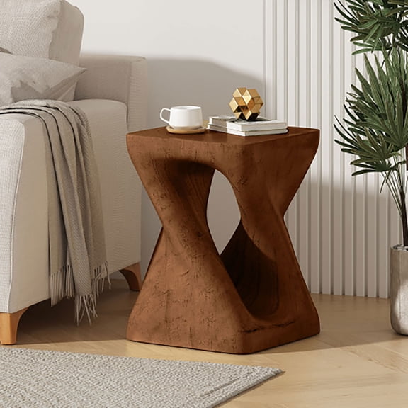 Kevinplus 16 Inch Side Table, Wood Like Texture for Patio Garden Balcony Porch, Brown