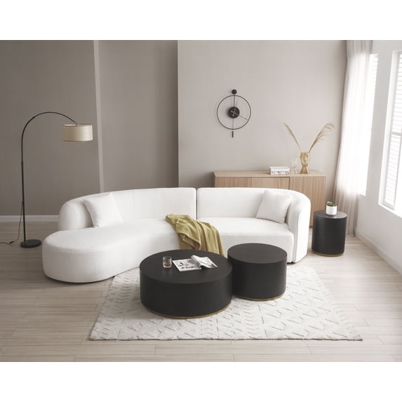 Kevinplus 2 Piece Modern Boucle Fabric Sectional Sofa Living Room Set White