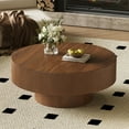 thumbnail image 1 of Kevinplus 31.5 inch Round Coffee Table with Sturdy Base, Modern Drum End Table for Living Room, Walunt, 1 of 10