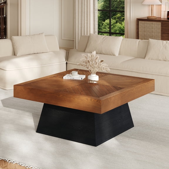Kevinplus 31.50" Modern Flower Shaped Coffee Table with Storage for Living Room, Apartment, Office, Dark Brown