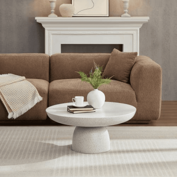 Kevinplus 31.50“ Round Coffee Table, Side Table,End Tables for Living Room,Beige,Gray,Beige