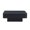 thumbnail image 1 of Kevinplus 35.43" Modern Square Handcraft Drum Coffee Table with Sturdy MDF Pedesta for Living Room, Black, 1 of 8