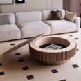 thumbnail image 1 of Kevinplus 39.37" Round Coffee Table with Storage Solid Wood Veneered Modern Tea Table for Living Room, Bedroom, Apartment,Walnut, 1 of 6