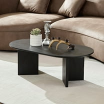Kevinplus 39" Modern Oval  Coffee Table with Sturdy Pedestal for Living Room Partment,Bedroom,Black