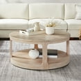 thumbnail image 1 of Kevinplus 40inch Large Curved 2 Tier Traditional Round Circle Wooden Center Coffee Table,Rounded Table with Wheels ,Mid Century Table for living Room,Office,Apartment,OAK, 1 of 9