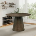 thumbnail image 1 of Kevinplus 47.24'' Round Modern Style MDF Wood Dining Table for Kitchen, Living Room, Cafe, Stylish Leisure Desk with Sturdy Cylindrical Base, for Small Spaces, Apartment,Walnut, 1 of 11
